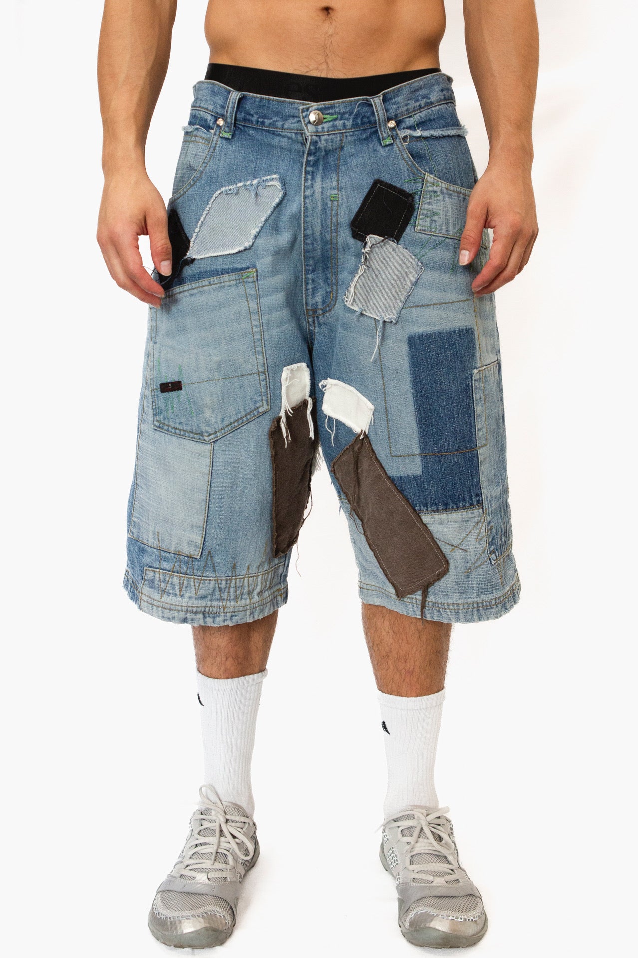 Denim on Denim Patch Shorts