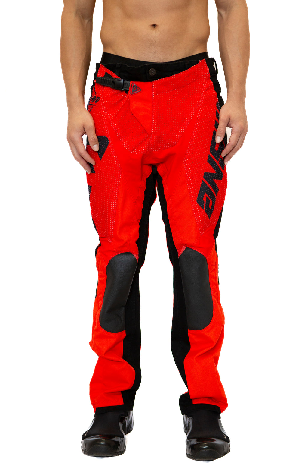 Moto Denim Pants- Red