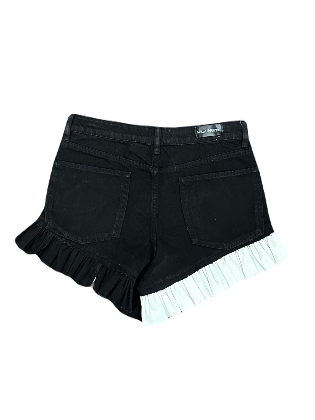 Denim Ruffle Shorts (Black)