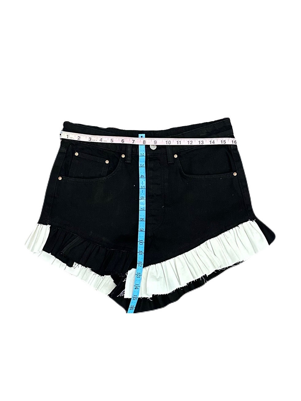 Denim Ruffle Shorts (Black)